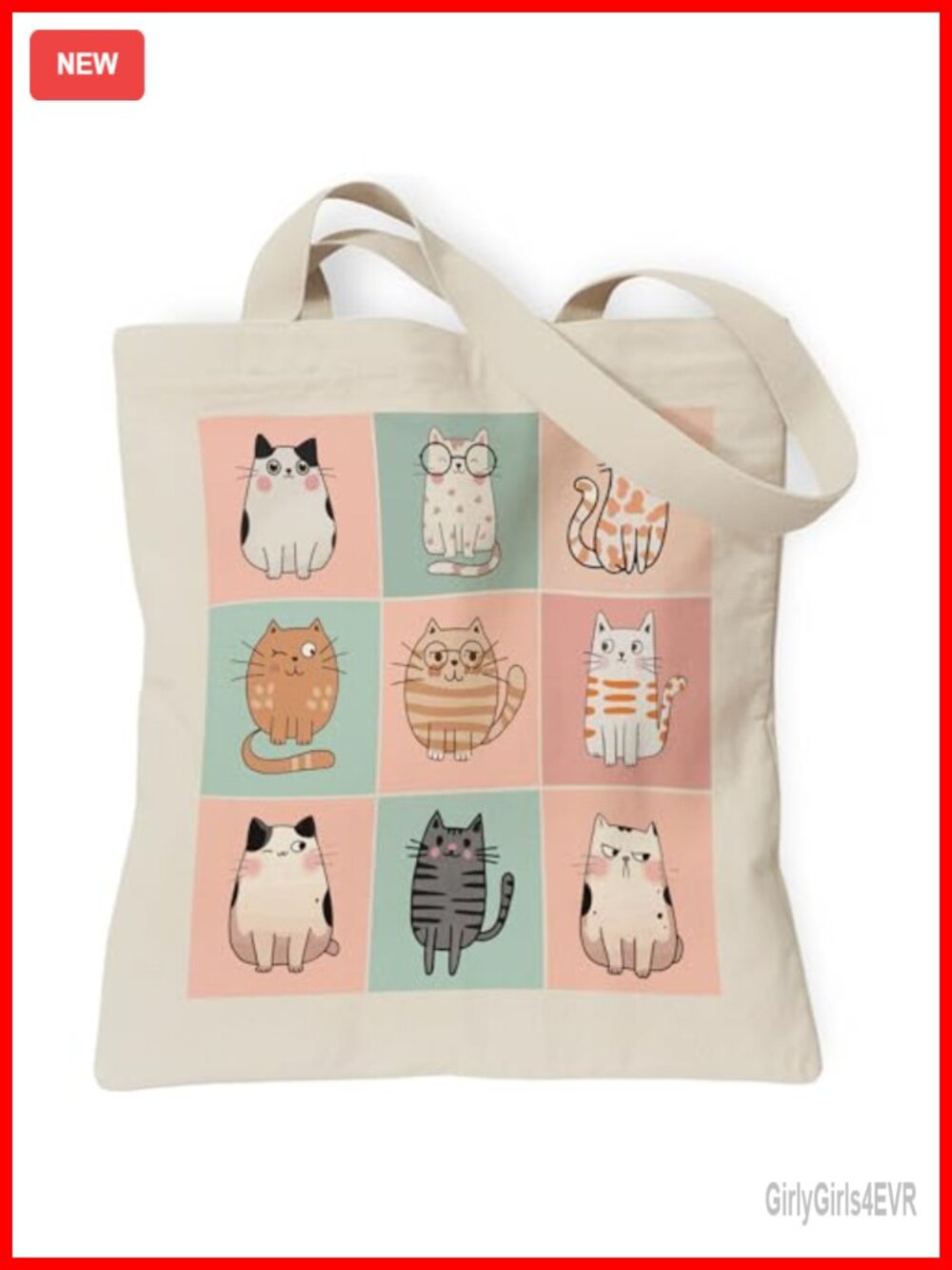 Tote Bag for Women Cat Lover Canvas Cute Pets Gift with Inner Pocket